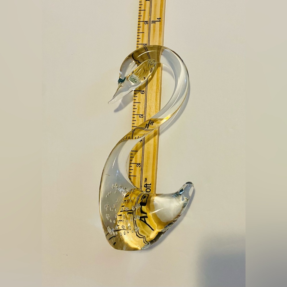 Graceful Bullicante Style Clear Glass Swan Figurine, Paperweight, Vintage - Picture 4 of 5